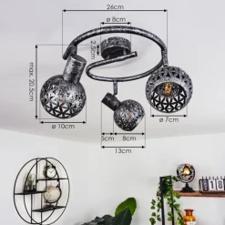 Lampes Industrielles-hofstein Plafonnier Stavik Noir, Argenté, 3 lumières