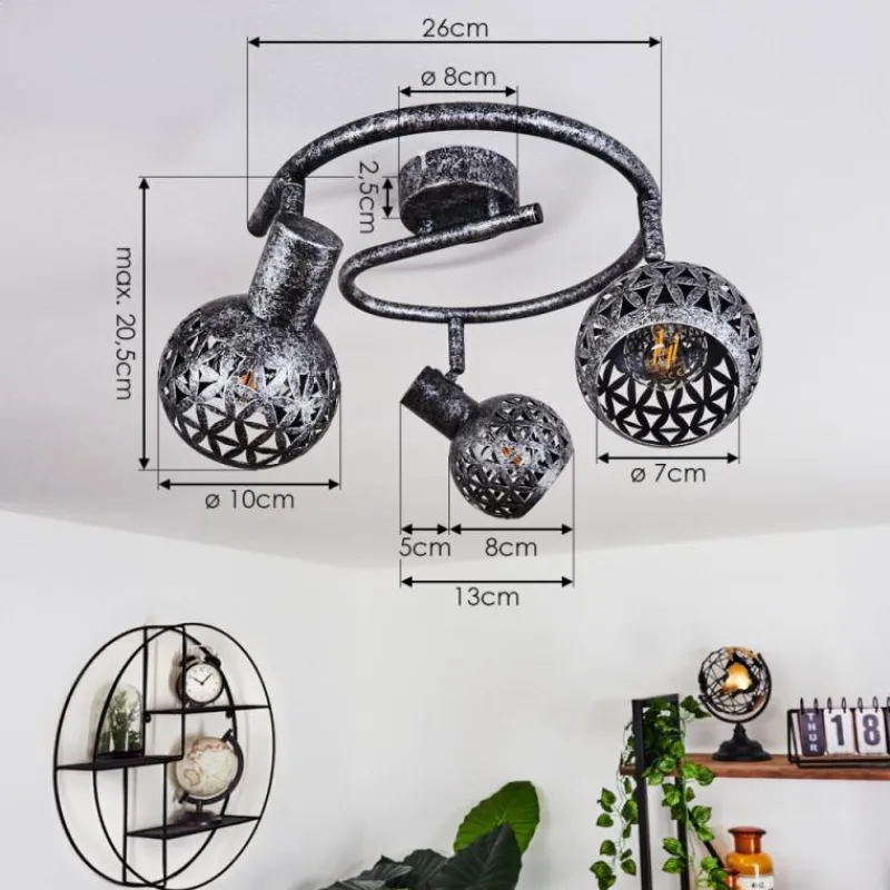 Lampes Industrielles-hofstein Plafonnier Stavik Noir, Argenté, 3 lumières