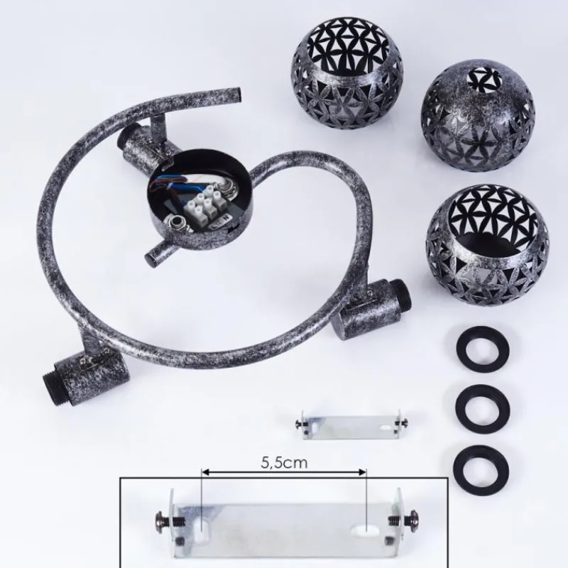 Lampes Industrielles-hofstein Plafonnier Stavik Noir, Argenté, 3 lumières