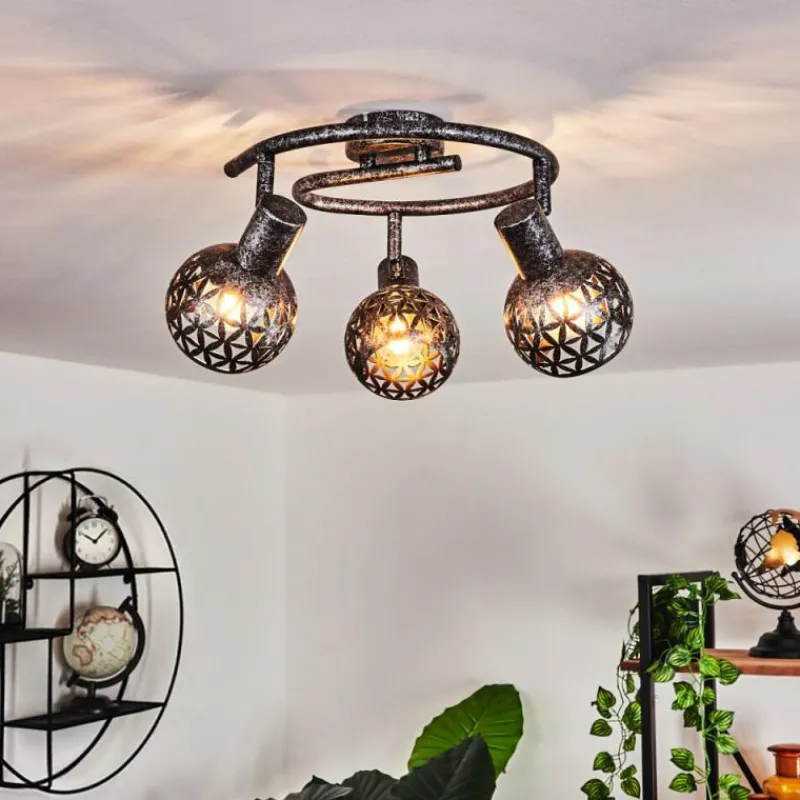 Lampes Industrielles-hofstein Plafonnier Stavik Noir, Argenté, 3 lumières