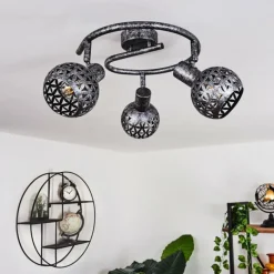 Lampes Industrielles-hofstein Plafonnier Stavik Noir, Argenté, 3 lumières