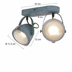 Lampes Industrielles-Luminaires Steinhauer Plafonnier Steinhauer Mexlite Gris, 2 lumières