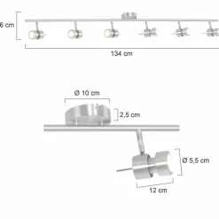 Luminaires Steinhauer Plafonnier Steinhauer Natasja LED Acier inoxydable, 6 lumières* Éclairage Led