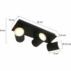 Luminaires Steinhauer Plafonnier Steinhauer Points noirs LED Noir, 3 lumières* Éclairage Led