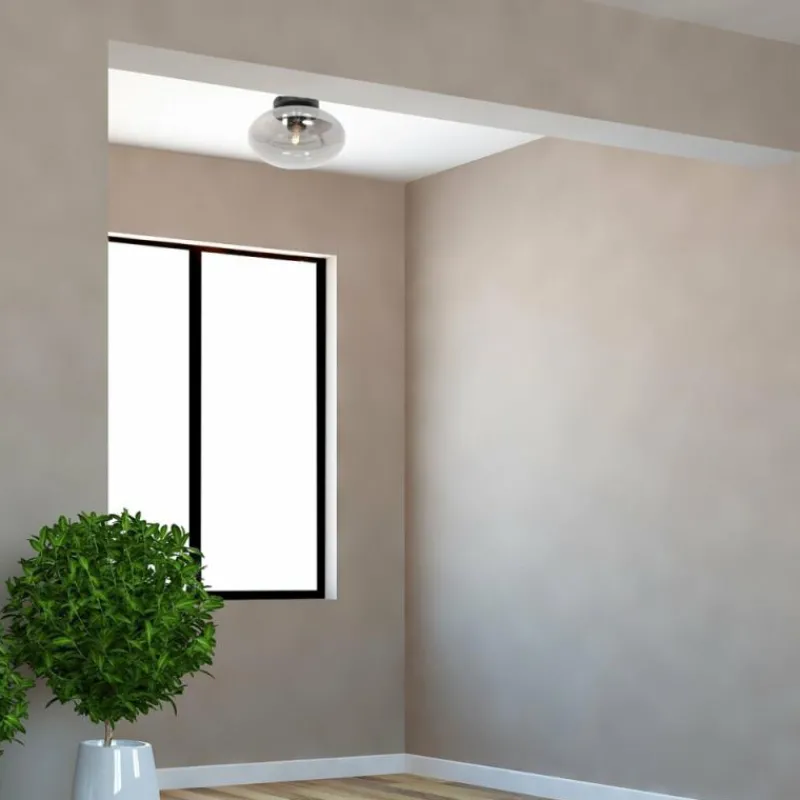 Suspension Verre Fumé-Luminaires Steinhauer Plafonnier Steinhauer Reflexion Noir, 1 lumière