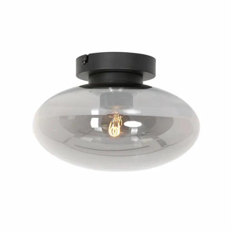 Suspension Verre Fumé-Luminaires Steinhauer Plafonnier Steinhauer Reflexion Noir, 1 lumière