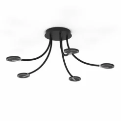 Suspension Verre Fumé-Luminaires Steinhauer Plafonnier Steinhauer Turound LED Noir, 5 lumières