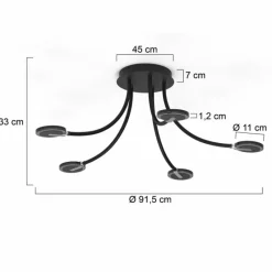 Suspension Verre Fumé-Luminaires Steinhauer Plafonnier Steinhauer Turound LED Noir, 5 lumières