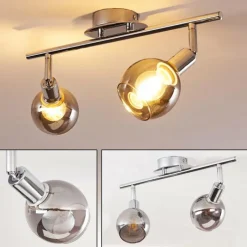 Suspension Verre Fumé-hofstein Plafonnier Stranderod Chrome, 2 lumières