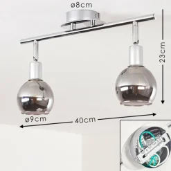 Suspension Verre Fumé-hofstein Plafonnier Stranderod Chrome, 2 lumières