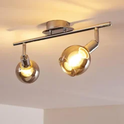 Suspension Verre Fumé-hofstein Plafonnier Stranderod Chrome, 2 lumières