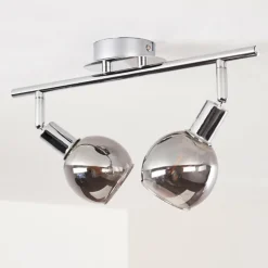 Suspension Verre Fumé-hofstein Plafonnier Stranderod Chrome, 2 lumières