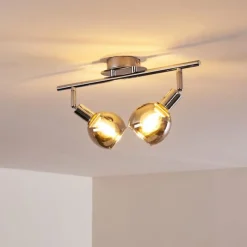 Suspension Verre Fumé-hofstein Plafonnier Stranderod Chrome, 2 lumières