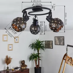 hofstein Plafonnier Sunasau Noir, 3 lumières