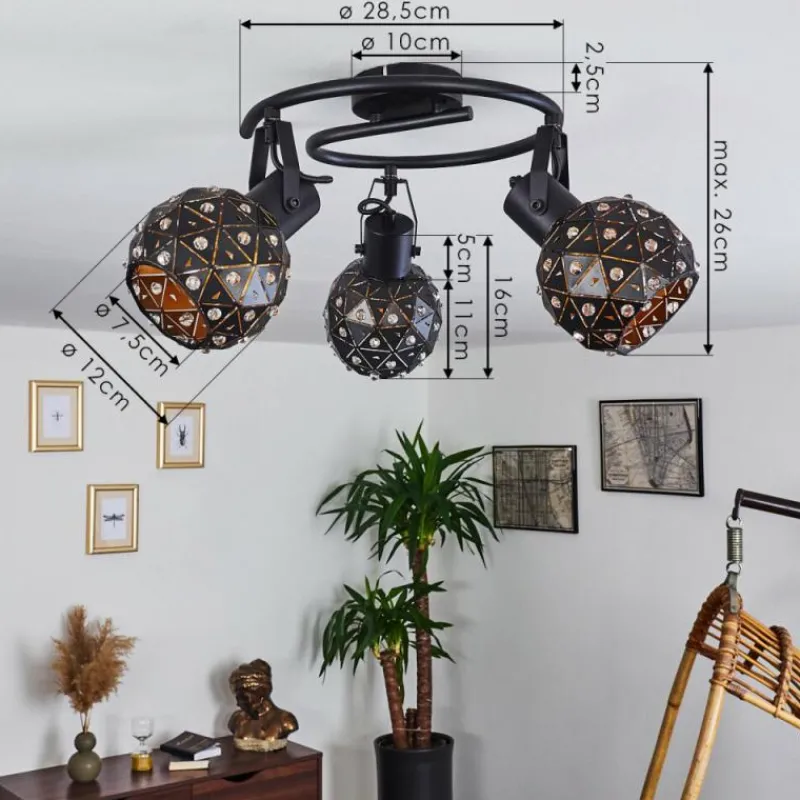 hofstein Plafonnier Sunasau Noir, 3 lumières