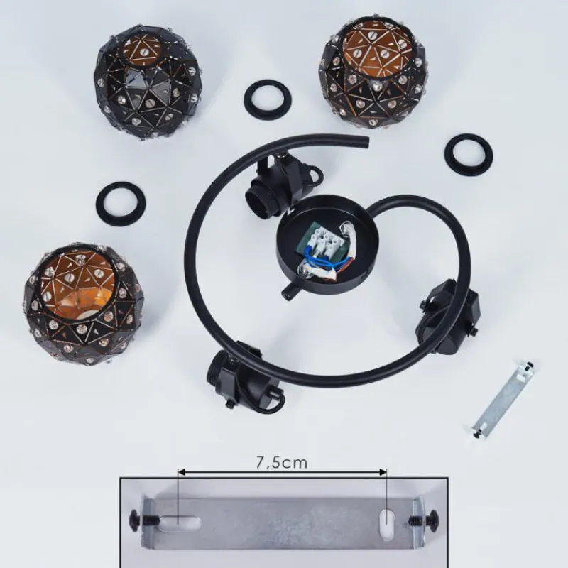 hofstein Plafonnier Sunasau Noir, 3 lumières