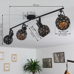 hofstein Plafonnier Sunasau Noir, 4 lumières