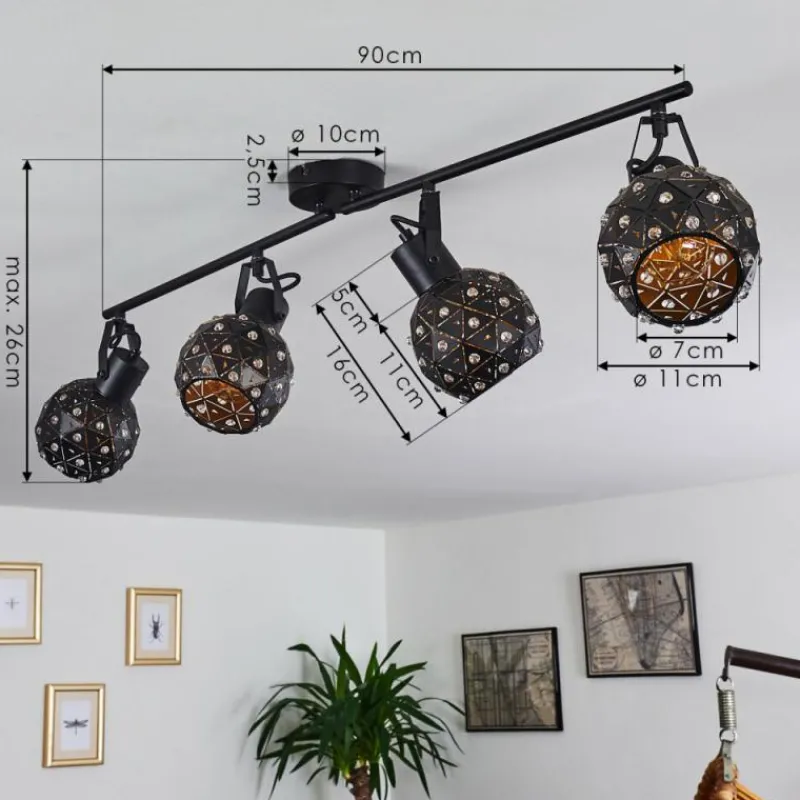 hofstein Plafonnier Sunasau Noir, 4 lumières