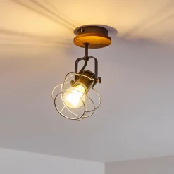 Lampes Vintages & Rétros-hofstein Plafonnier Sundsvall Bois clair, Noir, 1 lumière