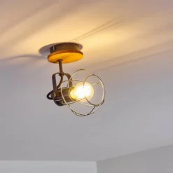 Lampes Vintages & Rétros-hofstein Plafonnier Sundsvall Bois clair, Noir, 1 lumière