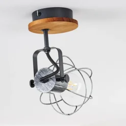 Lampes Vintages & Rétros-hofstein Plafonnier Sundsvall Bois clair, Noir, 1 lumière