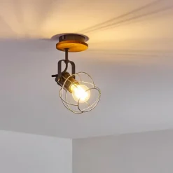 Lampes Vintages & Rétros-hofstein Plafonnier Sundsvall Bois clair, Noir, 1 lumière