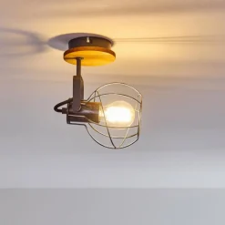 Lampes Vintages & Rétros-hofstein Plafonnier Sundsvall Bois clair, Noir, 1 lumière