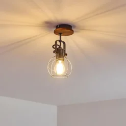 Lampes Vintages & Rétros-hofstein Plafonnier Sundsvall Bois clair, Noir, 1 lumière