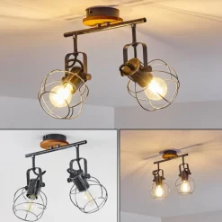 Lampes Vintages & Rétros-hofstein Plafonnier Sundsvall Bois foncé, Noir, 2 lumières