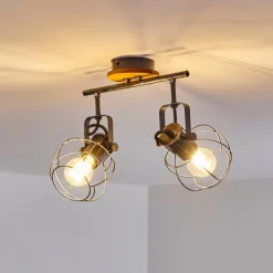 Lampes Vintages & Rétros-hofstein Plafonnier Sundsvall Bois foncé, Noir, 2 lumières