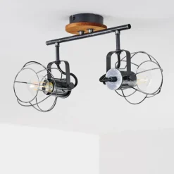 Lampes Vintages & Rétros-hofstein Plafonnier Sundsvall Bois foncé, Noir, 2 lumières