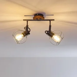 Lampes Vintages & Rétros-hofstein Plafonnier Sundsvall Bois foncé, Noir, 2 lumières