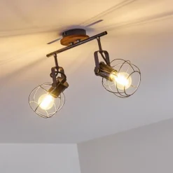 Lampes Vintages & Rétros-hofstein Plafonnier Sundsvall Bois foncé, Noir, 2 lumières