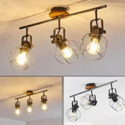 Lampes Vintages & Rétros-hofstein Plafonnier Sundsvall Bois foncé, Noir, 3 lumières