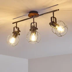 Lampes Vintages & Rétros-hofstein Plafonnier Sundsvall Bois foncé, Noir, 3 lumières