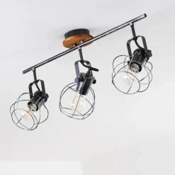 Lampes Vintages & Rétros-hofstein Plafonnier Sundsvall Bois foncé, Noir, 3 lumières