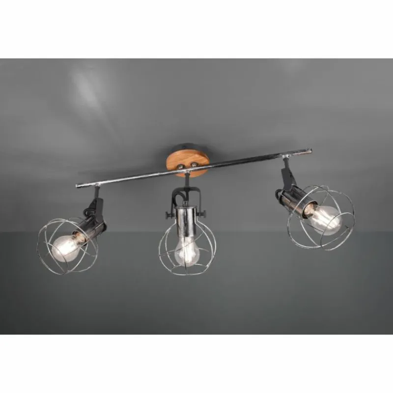 Lampes En Bois-Luminaires Trio Plafonnier Sundsvall Bois foncé, Noir, 3 lumières