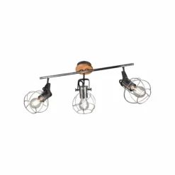 Lampes En Bois-Luminaires Trio Plafonnier Sundsvall Bois foncé, Noir, 3 lumières