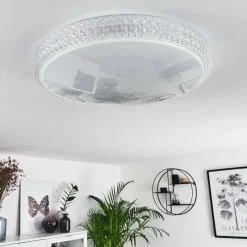hofstein Plafonnier Suno LED Transparent, Blanc, 1 lumière, Télécommandes