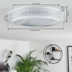 hofstein Plafonnier Suno LED Transparent, Blanc, 1 lumière