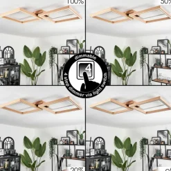 Lampes En Bois-hofstein Plafonnier Surisultana LED Bois clair, Noir, 2 lumières