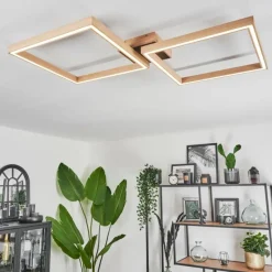 Lampes En Bois-hofstein Plafonnier Surisultana LED Bois clair, Noir, 2 lumières