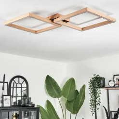 Lampes En Bois-hofstein Plafonnier Surisultana LED Bois clair, Noir, 2 lumières