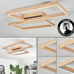 Lampes En Bois-hofstein Plafonnier Surisultana LED Bois clair, Noir, 2 lumières