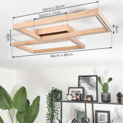 Lampes En Bois-hofstein Plafonnier Surisultana LED Bois clair, Noir, 2 lumières