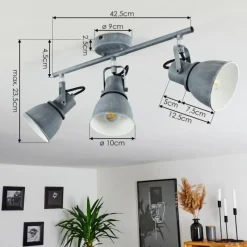 Lampes Industrielles-hofstein Plafonnier Susu Gris, 3 lumières