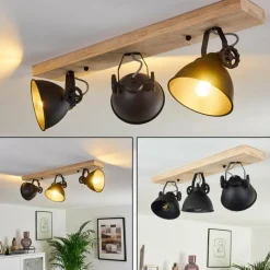 Lampes Industrielles-hofstein Plafonnier Svanfolk Bois clair, Noir, 3 lumières