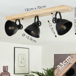 Lampes Industrielles-hofstein Plafonnier Svanfolk Bois clair, Noir, 3 lumières