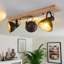 Lampes Industrielles-hofstein Plafonnier Svanfolk Bois clair, Noir, 3 lumières