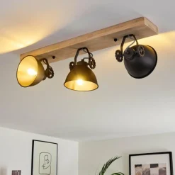 Lampes Industrielles-hofstein Plafonnier Svanfolk Bois clair, Noir, 3 lumières